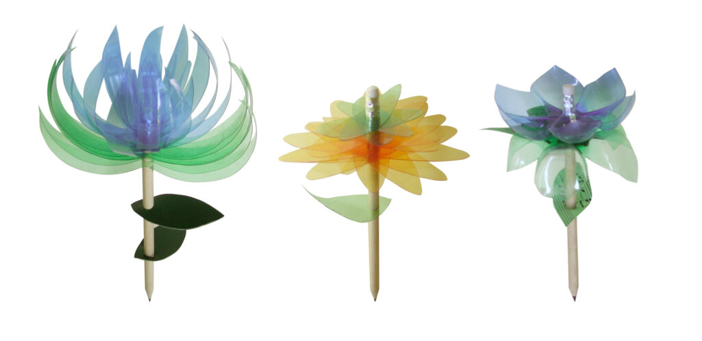 artificial flowers made with plastic bottles